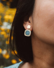 Load image into Gallery viewer, Mila 18k gold plated blue agate earrings