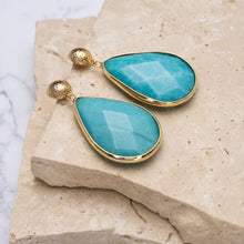 Load image into Gallery viewer, Ave 14k gold plated turquoise drop earrings