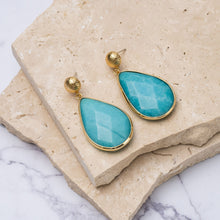 Load image into Gallery viewer, Ave 14k gold plated turquoise drop earrings