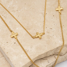Load image into Gallery viewer, Carmen 14k gold plated 3 cross necklace