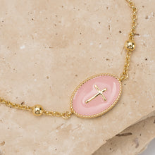 Load image into Gallery viewer, Dio mio 14k gold plated cross pendant bracelet