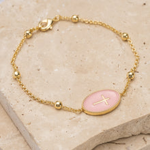 Load image into Gallery viewer, Dio mio 14k gold plated cross pendant bracelet
