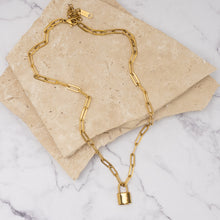 Load image into Gallery viewer, Madeleine 18k gold plated padlock necklace