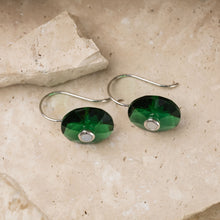 Load image into Gallery viewer, Valentina sterling silver and 14k rose gold plated obsidian crystal earrings