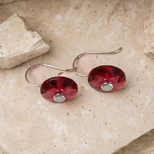 Load image into Gallery viewer, Valentina sterling silver and 14k rose gold plated obsidian crystal earrings