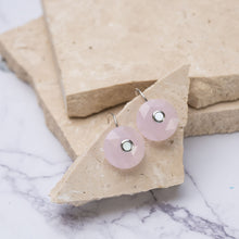 Load image into Gallery viewer, Valentina sterling silver and 14k rose gold plated obsidian crystal earrings