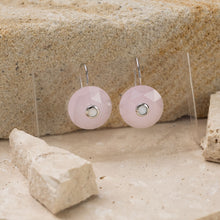 Load image into Gallery viewer, Valentina sterling silver and 14k rose gold plated obsidian crystal earrings