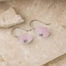 Load image into Gallery viewer, Valentina sterling silver and 14k rose gold plated obsidian crystal earrings