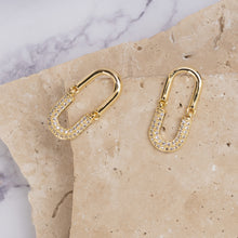 Load image into Gallery viewer, Angelina 14k gold plated cubic zirconia earrings