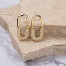 Load image into Gallery viewer, Angelina 14k gold plated cubic zirconia earrings