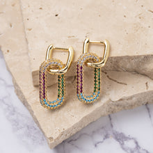 Load image into Gallery viewer, Katie 14k gold plated muticoloured cubic zirconia earrings