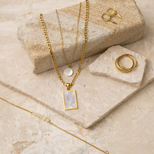 Load image into Gallery viewer, Mia 18k gold platedrectangle shell pendant necklace
