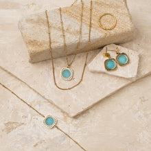 Load image into Gallery viewer, Mila 18k gold plated blue agate necklace