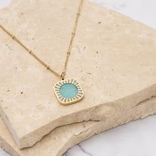 Load image into Gallery viewer, Mila 18k gold plated blue agate necklace
