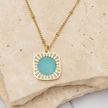 Load image into Gallery viewer, Mila 18k gold plated blue agate necklace