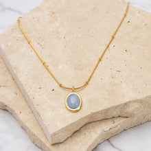 Load image into Gallery viewer, Aida 18k gold plated blue agate necklace