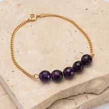 Load image into Gallery viewer, Birthstone 14k gold plated bracelet