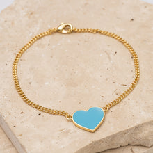 Load image into Gallery viewer, Maia 14k gold plated heart pendant bracelet