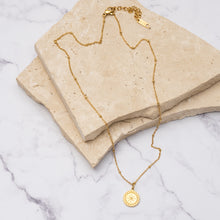 Load image into Gallery viewer, Maya 18k gold plated sunburst pendant necklace
