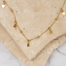 Load image into Gallery viewer, Alex 18k gold plated circle drop choker necklace