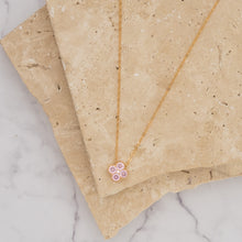 Load image into Gallery viewer, Clover 14k gold plated vermeil and zirconia birthstone necklace