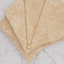 Load image into Gallery viewer, Clover 14k gold plated vermeil and zirconia birthstone necklace