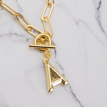 Load image into Gallery viewer, Letter link 18k gold plated necklace