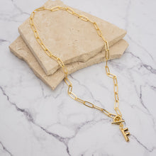 Load image into Gallery viewer, Letter link 18k gold plated necklace