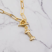 Load image into Gallery viewer, Letter link 18k gold plated necklace