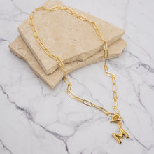 Load image into Gallery viewer, Letter link 18k gold plated necklace