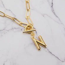 Load image into Gallery viewer, Letter link 18k gold plated necklace
