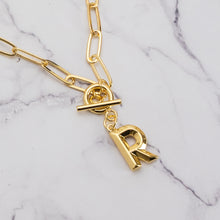 Load image into Gallery viewer, Letter link 18k gold plated necklace