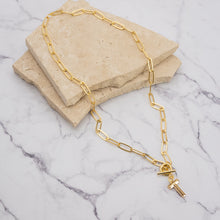 Load image into Gallery viewer, Letter link 18k gold plated necklace