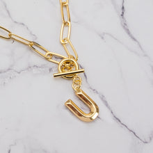 Load image into Gallery viewer, Letter link 18k gold plated necklace