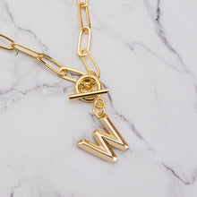 Load image into Gallery viewer, Letter link 18k gold plated necklace