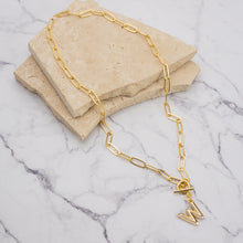 Load image into Gallery viewer, Letter link 18k gold plated necklace