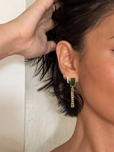 Load image into Gallery viewer, Camila 18k gold plated emerald crystal drop chain earrings

