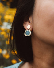 Load image into Gallery viewer, Mila 18k gold plated blue agate earrings
