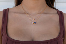 Load image into Gallery viewer, Clover 14k gold plated vermeil and zirconia birthstone necklace
