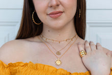 Load image into Gallery viewer, Sole 14k gold plated round sun pendant necklace
