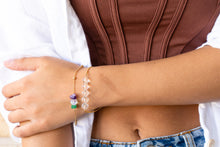 Load image into Gallery viewer, Ava 14k gold plated natural stone bracelet
