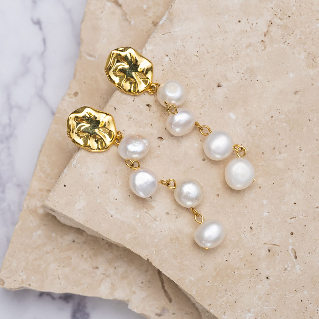 Amari 14k gold plated vermeil pearl earrings - Long