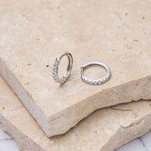 Load image into Gallery viewer, Amelie 14k gold plated gold and silver vermeil sleeper earrings
