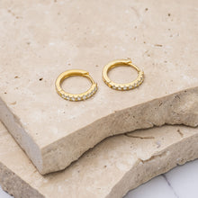 Load image into Gallery viewer, Amelie 14k gold plated gold and silver vermeil sleeper earrings
