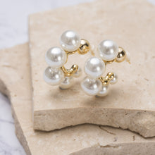 Load image into Gallery viewer, Amelia 14k gold plated pearl hoop earrings
