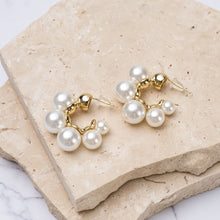Load image into Gallery viewer, Amelia 14k gold plated pearl hoop earrings
