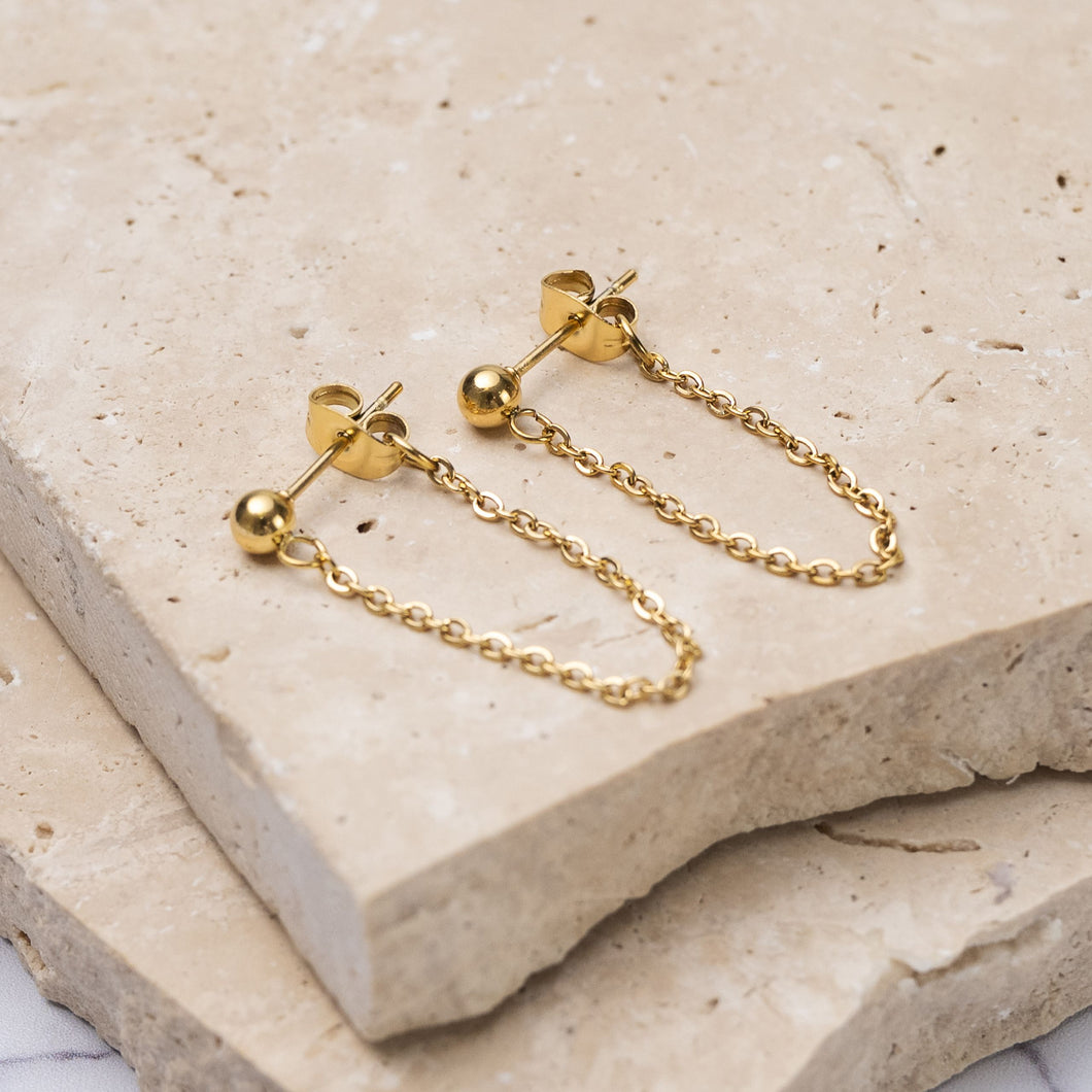 Avie 18k gold plated drop chain earrings