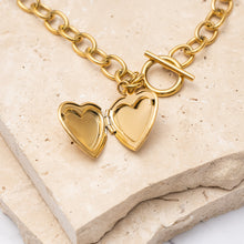 Load image into Gallery viewer, Bella 18k gold plated locket necklace
