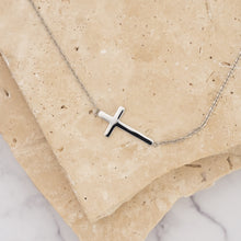 Load image into Gallery viewer, Bernadette 14k gold plated gold &amp; silver cross necklace
