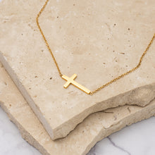 Load image into Gallery viewer, Bernadette 14k gold plated gold &amp; silver cross necklace
